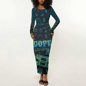 Dope Like Hip Hop Long Sleeve Bodycon Dress Hiphop Graffiti Style - African Pride
