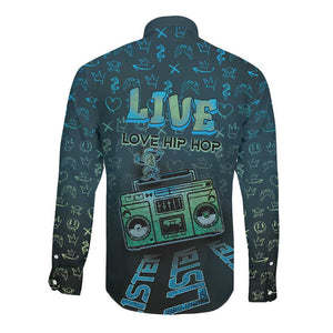 Dope Like Hip Hop Long Sleeve Button Shirt Hiphop Graffiti Style - African Pride