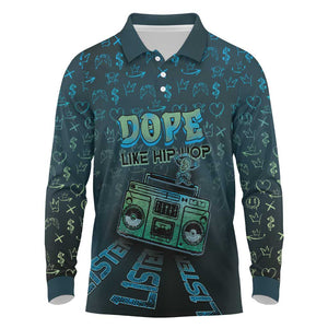Dope Like Hip Hop Long Sleeve Polo Shirt Hiphop Graffiti Style - African Pride