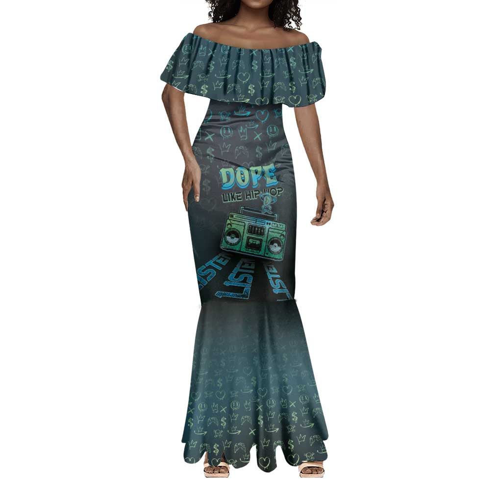 Dope Like Hip Hop Mermaid Dress Hiphop Graffiti Style - African Pride