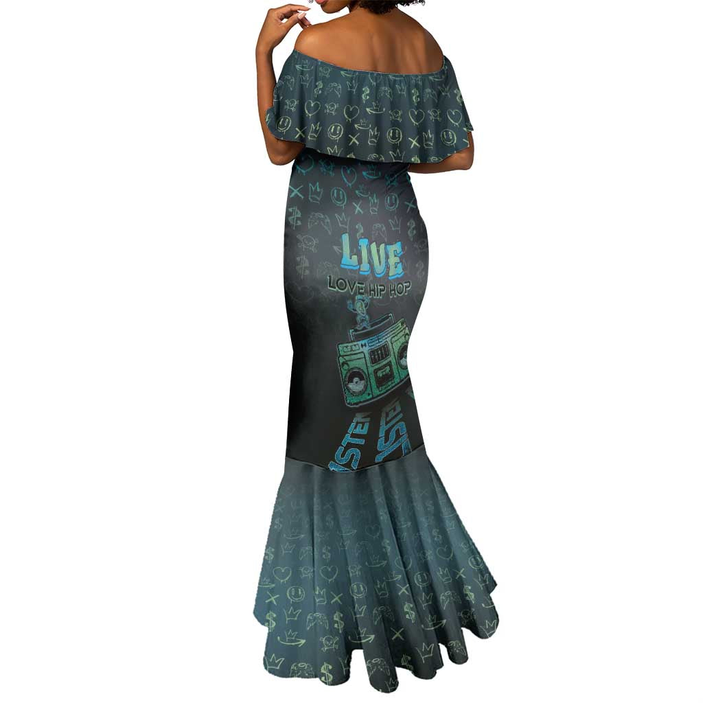 Dope Like Hip Hop Mermaid Dress Hiphop Graffiti Style - African Pride