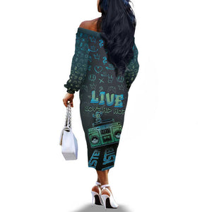 Dope Like Hip Hop Off The Shoulder Long Sleeve Dress Hiphop Graffiti Style - African Pride