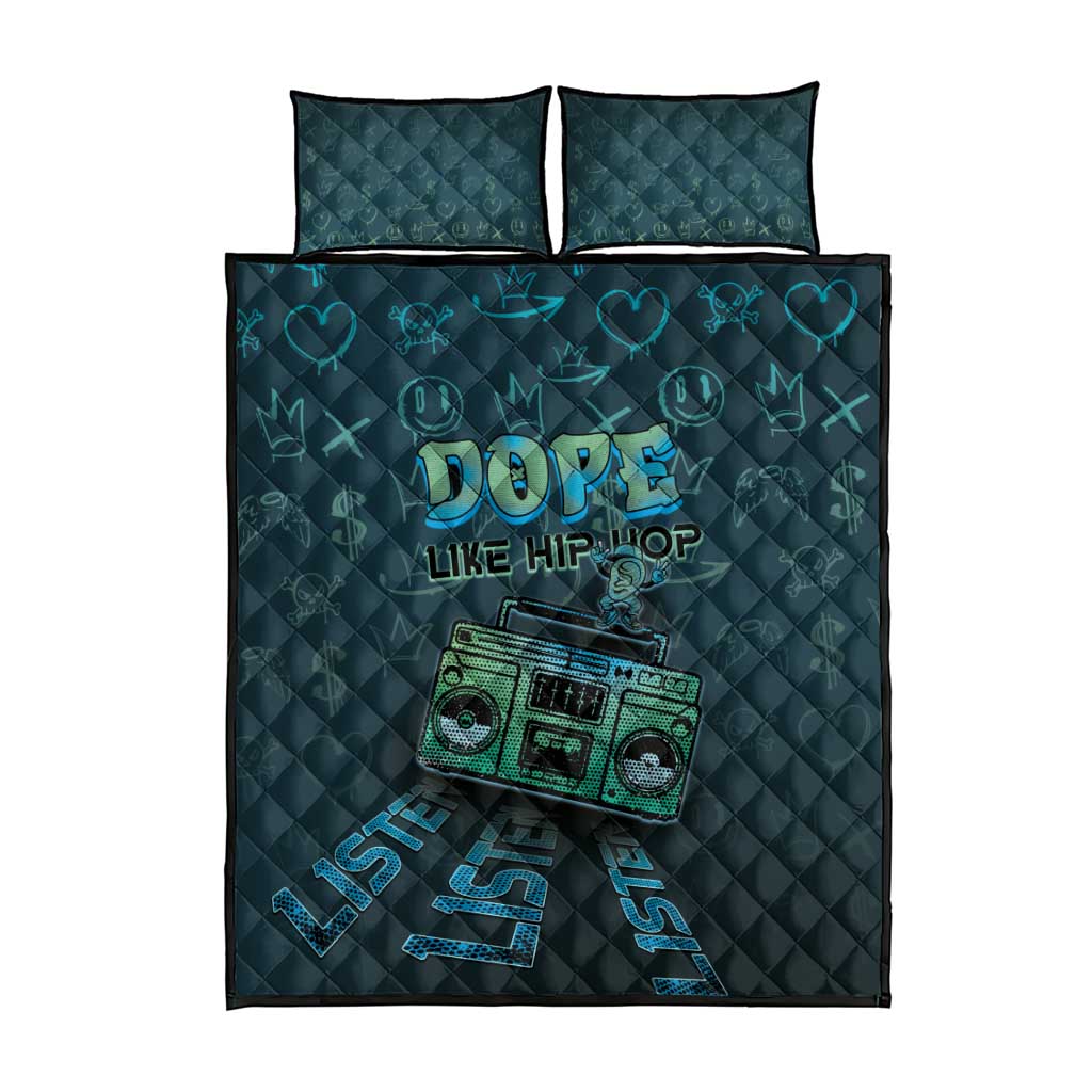 Dope Like Hip Hop Quilt Bed Set Hiphop Graffiti Style - African Pride