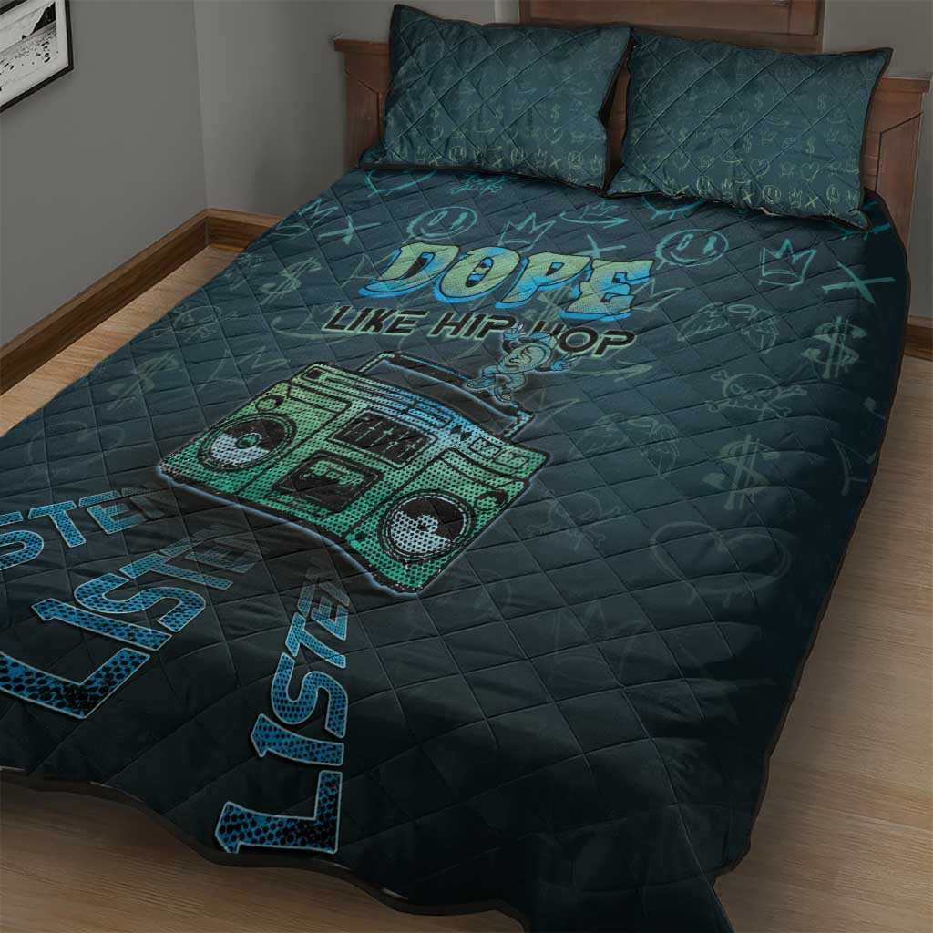 Dope Like Hip Hop Quilt Bed Set Hiphop Graffiti Style - African Pride