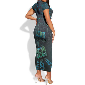 Dope Like Hip Hop Short Sleeve Bodycon Dress Hiphop Graffiti Style - African Pride