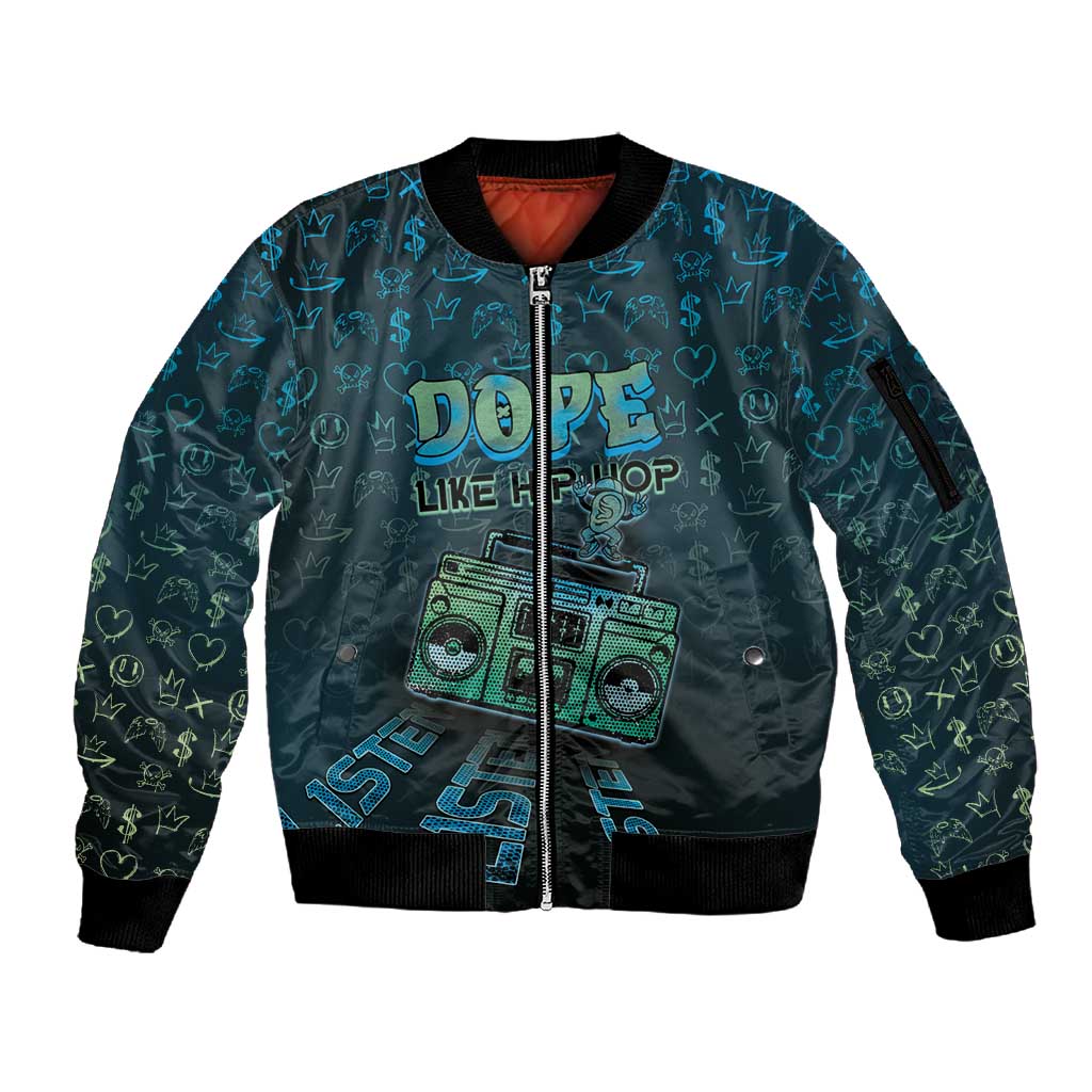 Dope Like Hip Hop Sleeve Zip Bomber Jacket Hiphop Graffiti Style - African Pride