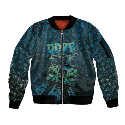 Dope Like Hip Hop Sleeve Zip Bomber Jacket Hiphop Graffiti Style - African Pride