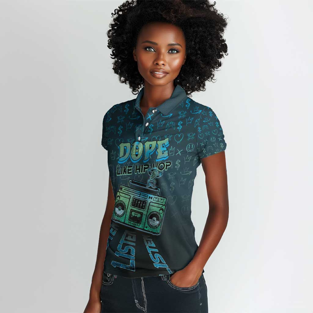 Dope Like Hip Hop Women Polo Shirt Hiphop Graffiti Style - African Pride