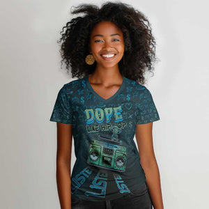 Dope Like Hip Hop Women V-Neck T-Shirt Hiphop Graffiti Style - African Pride