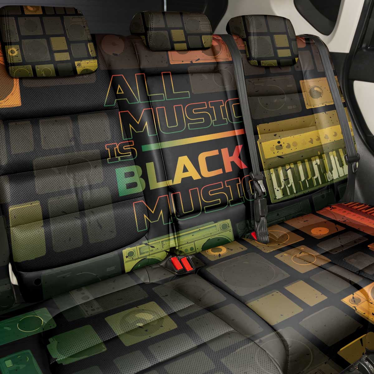 Black Music Month Back Car Seat Cover All Music Is Black Music - African Pride