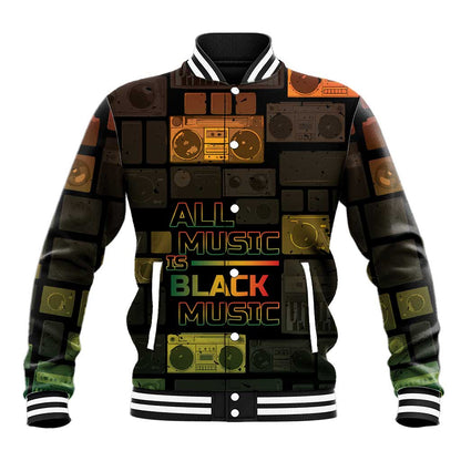 Black Music Month Baseball Jacket All Music Is Black Music - African Pride