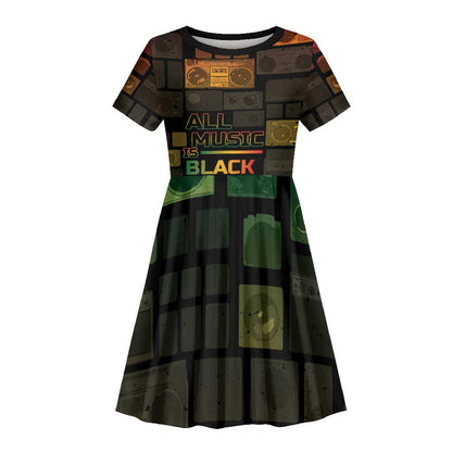 Black Music Month Kid Short Sleeve Dress All Music Is Black Music - African Pride