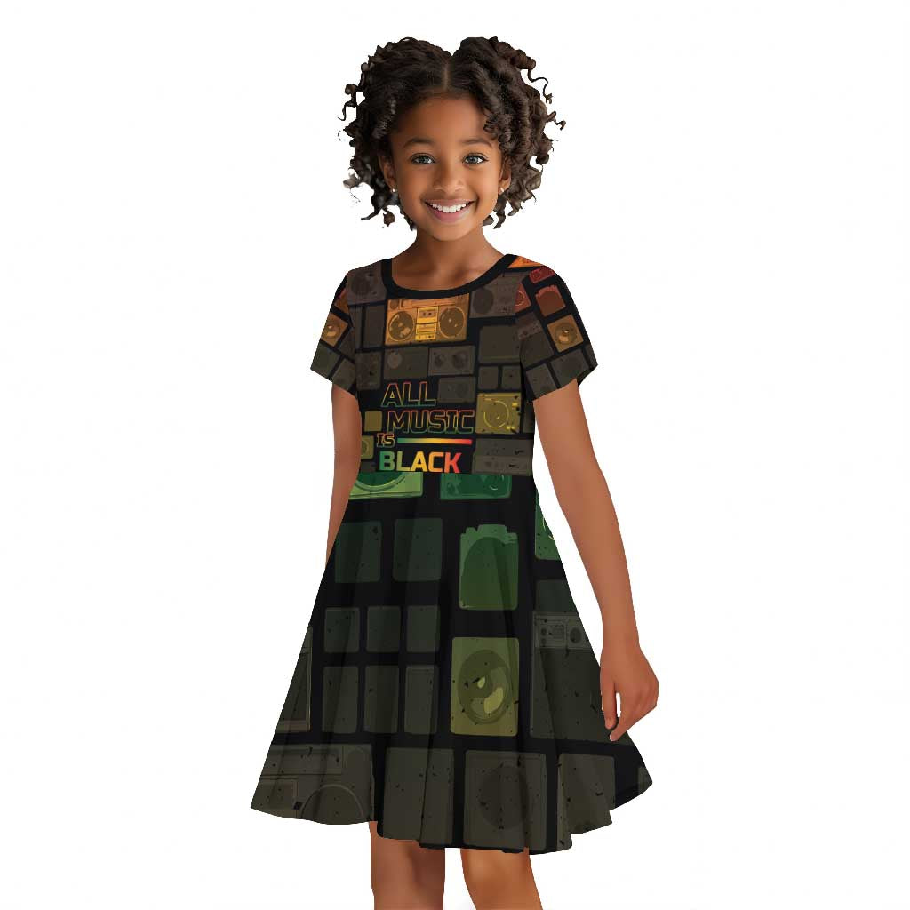 Black Music Month Kid Short Sleeve Dress All Music Is Black Music - African Pride