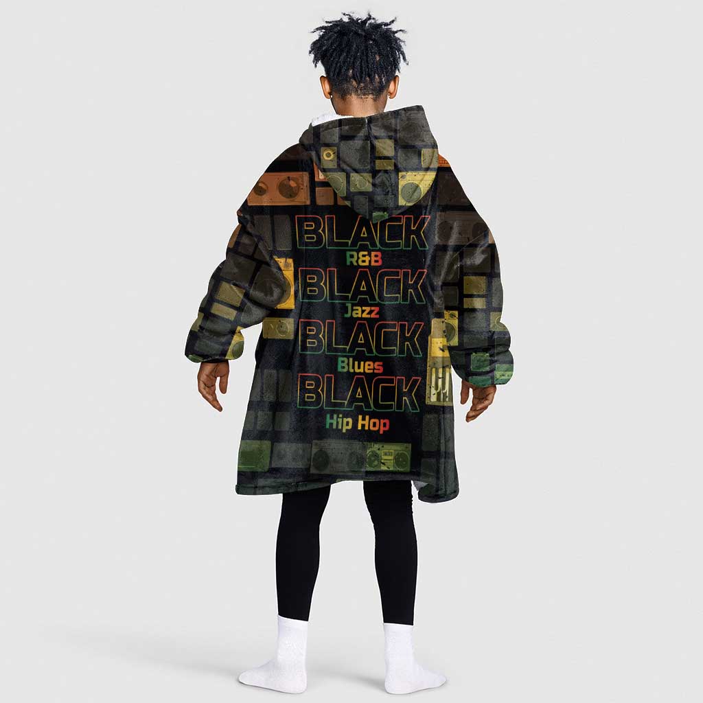 Black Music Month Kid Wearable Blanket Hoodie All Music Is Black Music - African Pride