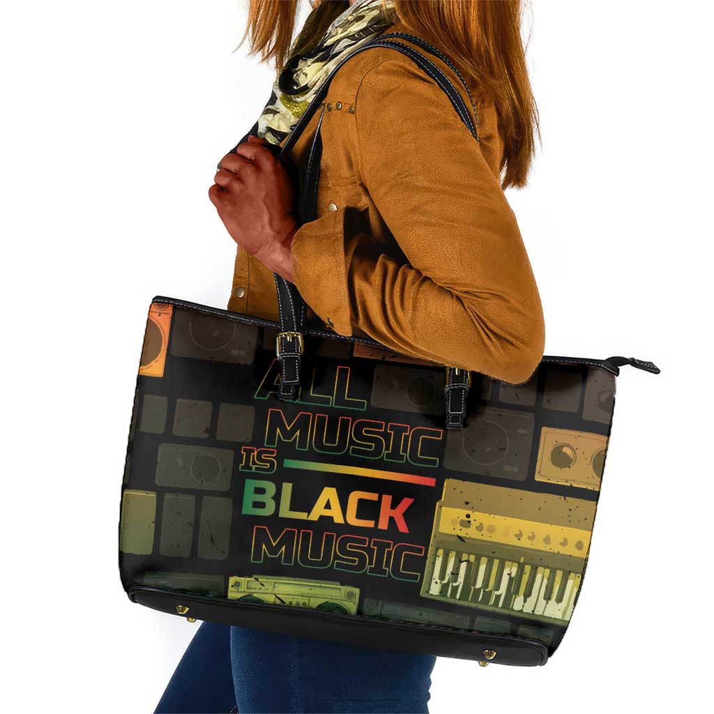 Black Music Month Leather Tote Bag All Music Is Black Music - African Pride