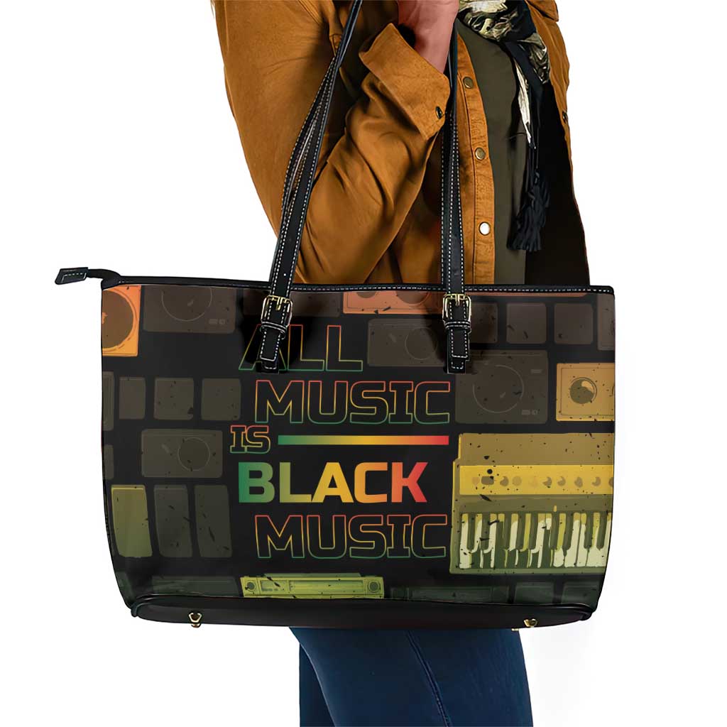 Black Music Month Leather Tote Bag All Music Is Black Music - African Pride