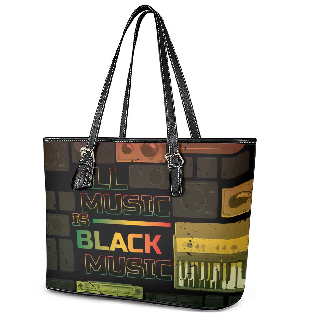 Black Music Month Leather Tote Bag All Music Is Black Music - African Pride