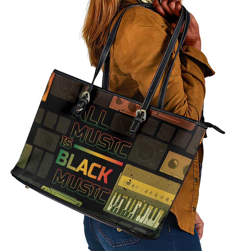 Black Music Month Leather Tote Bag All Music Is Black Music - African Pride