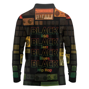 Black Music Month Long Sleeve Polo Shirt All Music Is Black Music - African Pride