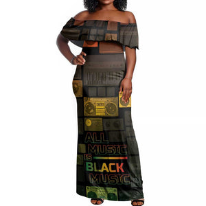 Black Music Month Off Shoulder Maxi Dress All Music Is Black Music - African Pride