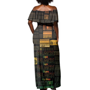 Black Music Month Off Shoulder Maxi Dress All Music Is Black Music - African Pride