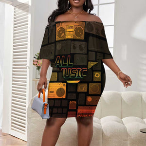 Black Music Month Off Shoulder Short Dress All Music Is Black Music - African Pride