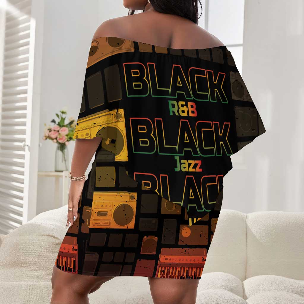 Black Music Month Off Shoulder Short Dress All Music Is Black Music - African Pride