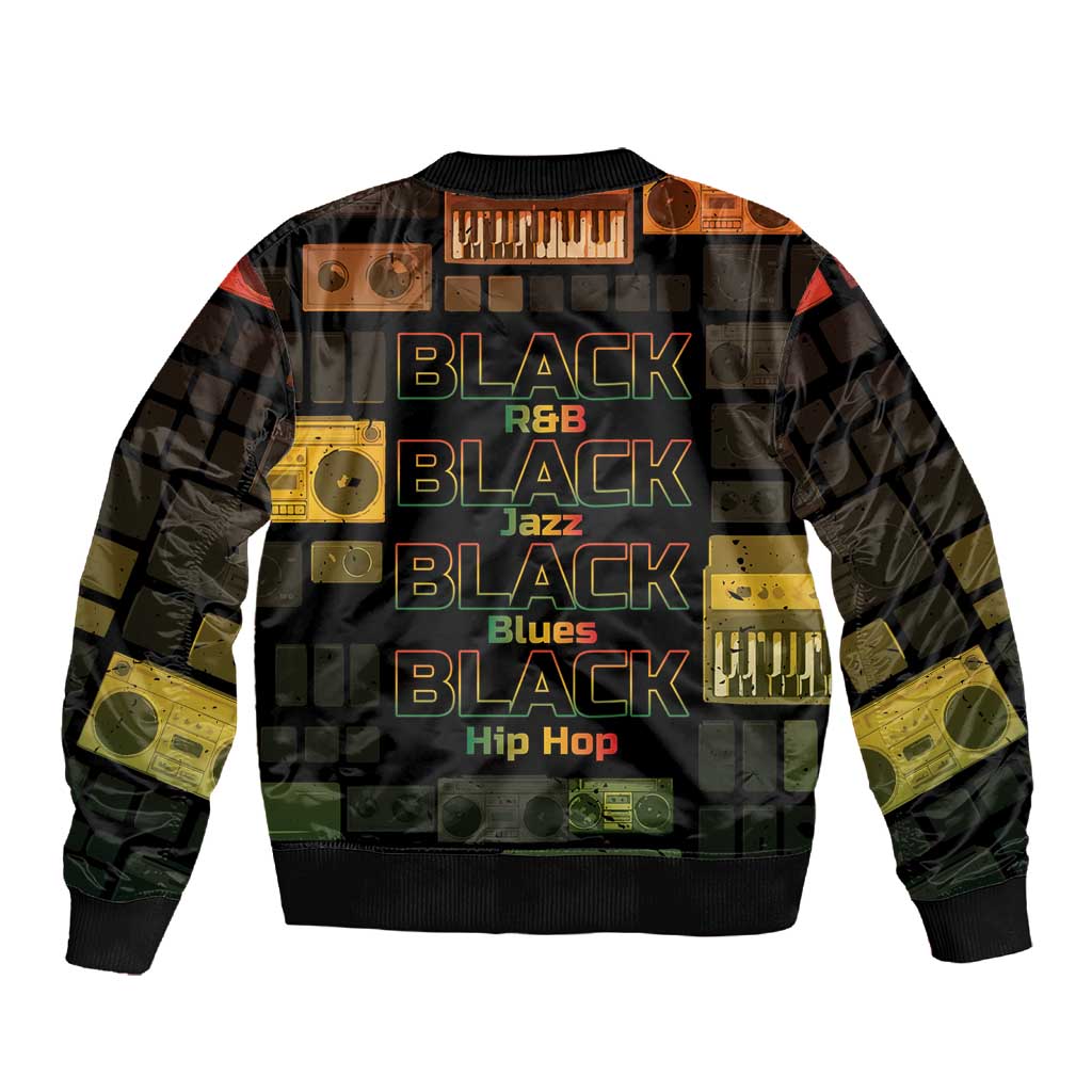 Black Music Month Sleeve Zip Bomber Jacket All Music Is Black Music - African Pride