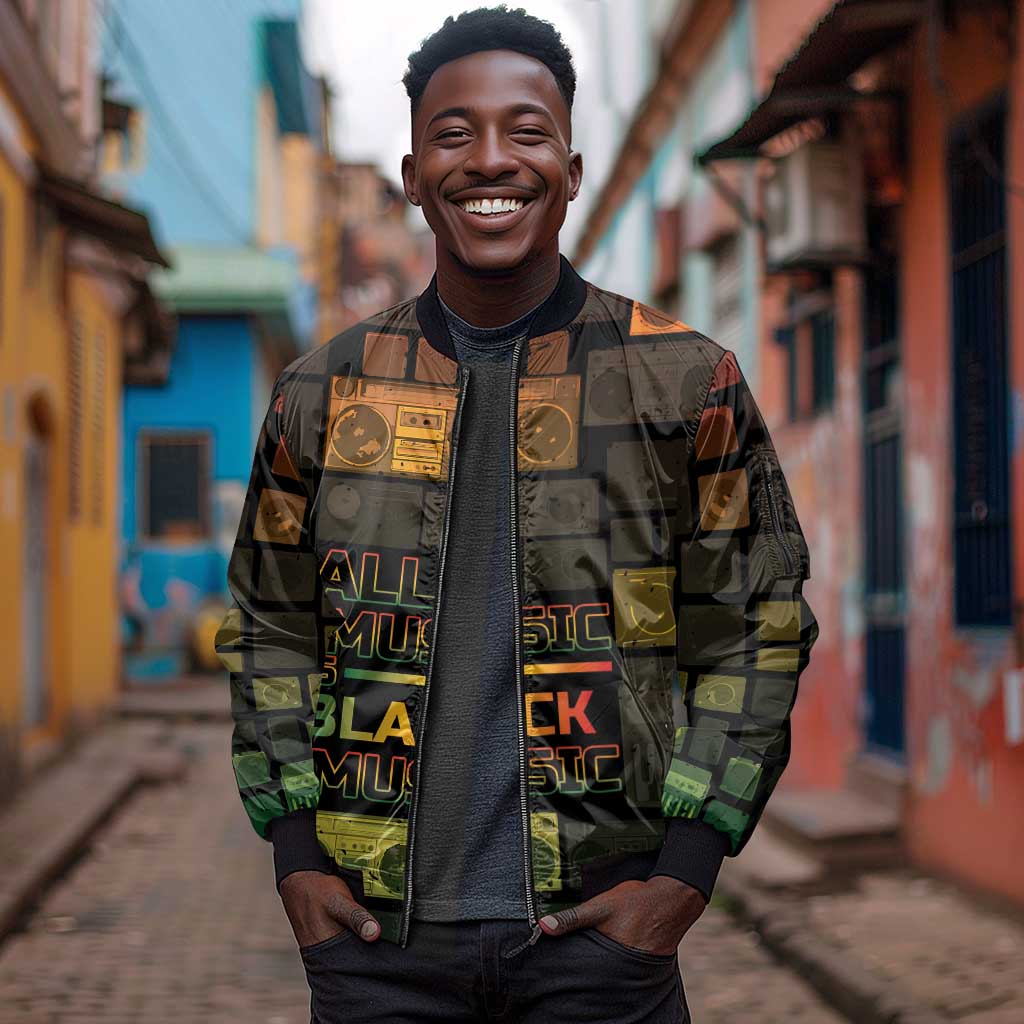 Black Music Month Sleeve Zip Bomber Jacket All Music Is Black Music - African Pride