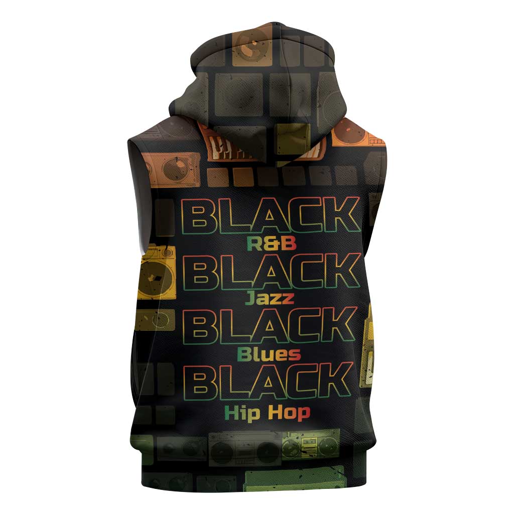 Black Music Month Sleeveless Zip Hoodie All Music Is Black Music - African Pride