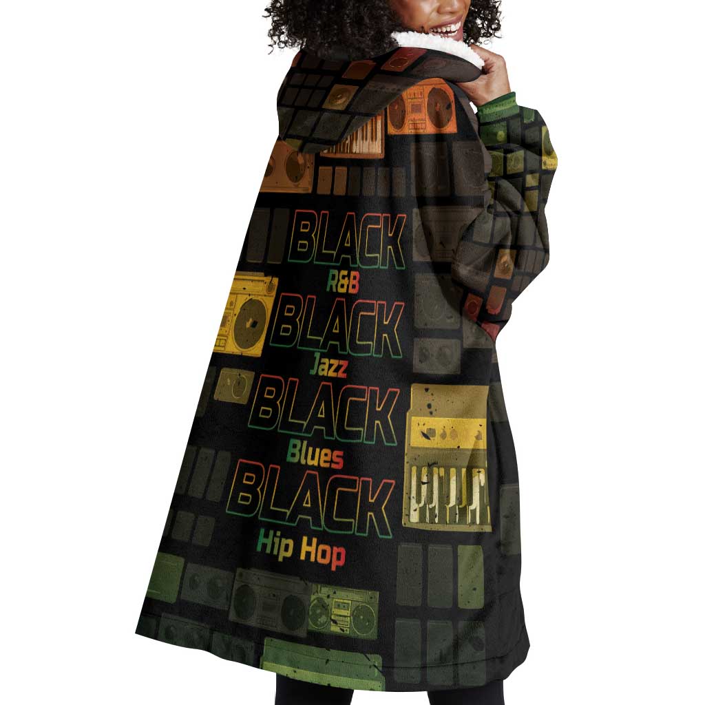 Black Music Month Wearable Blanket Hoodie All Music Is Black Music - African Pride