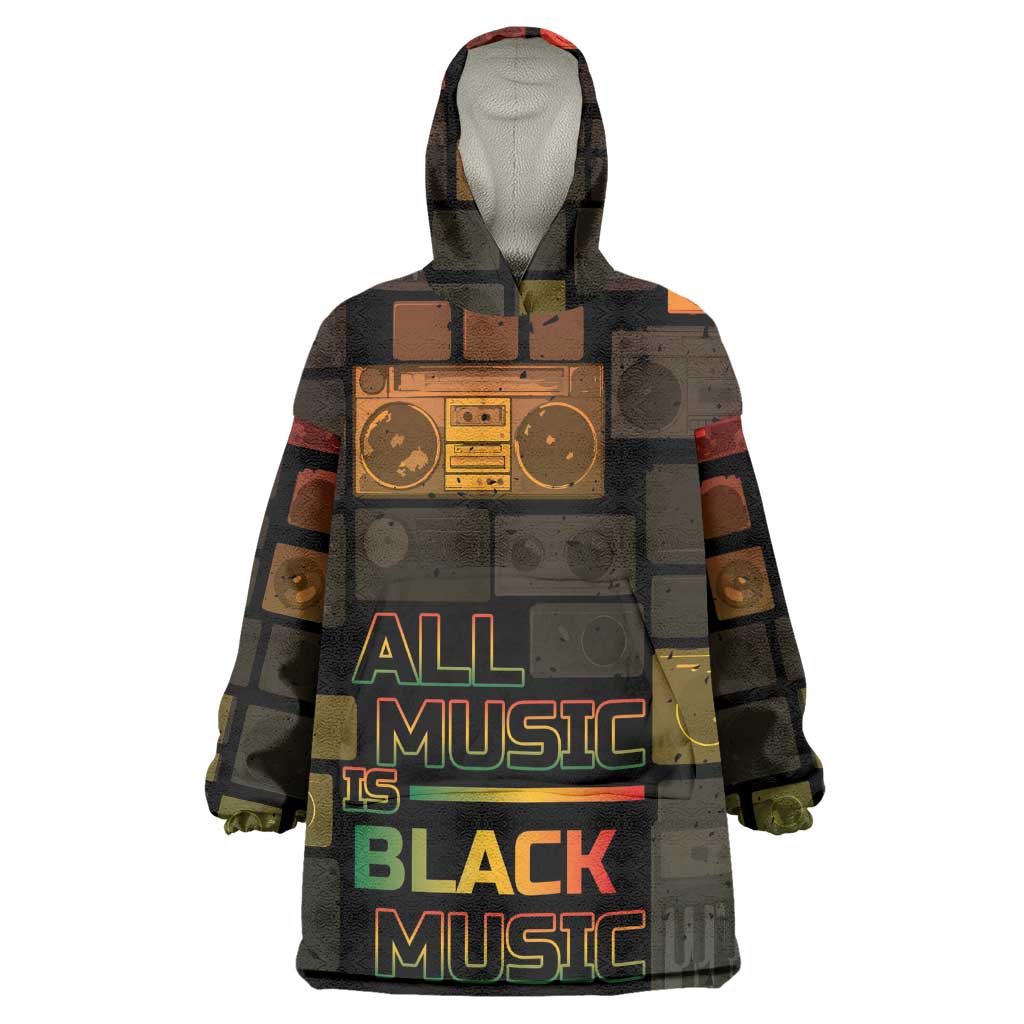 Black Music Month Wearable Blanket Hoodie All Music Is Black Music - African Pride