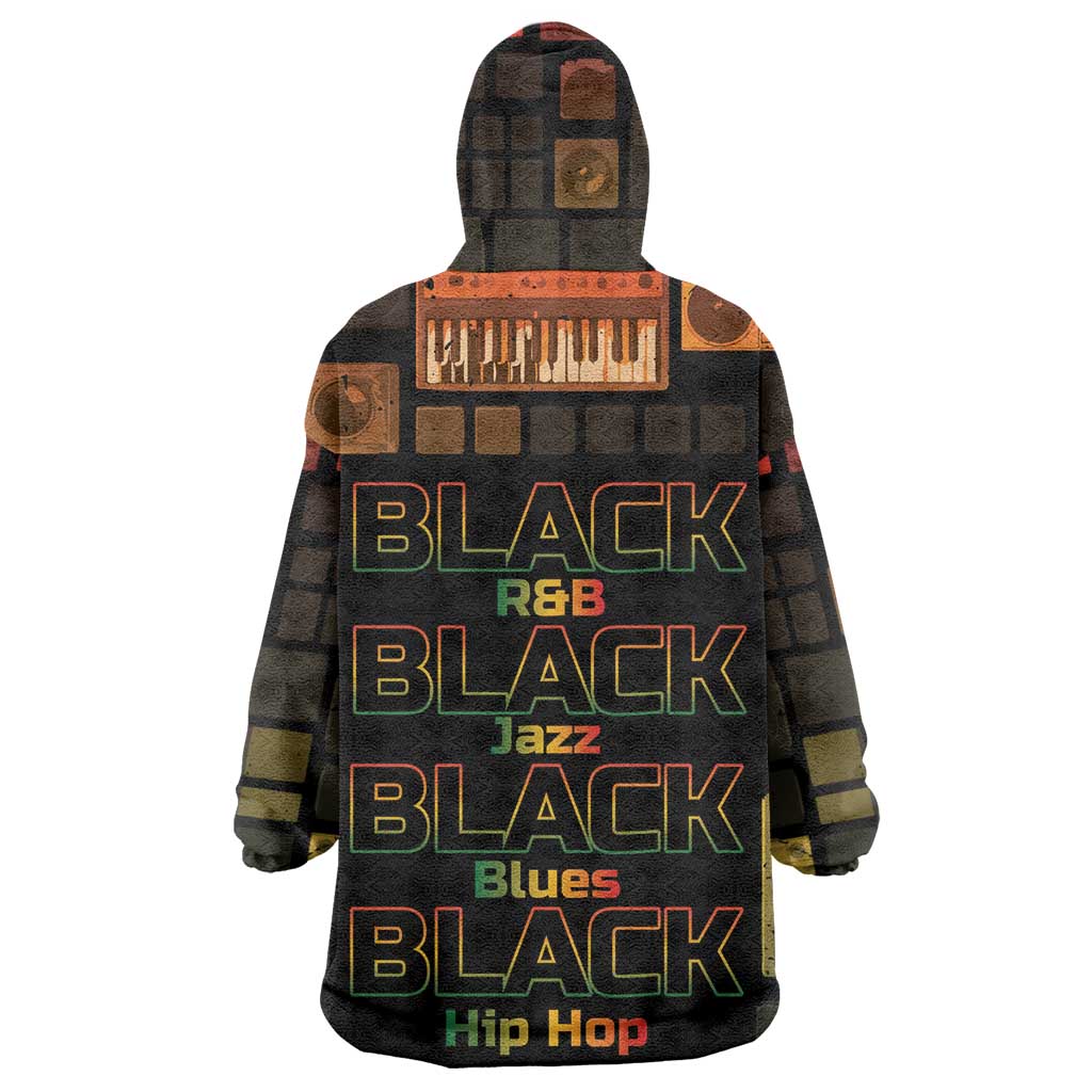 Black Music Month Wearable Blanket Hoodie All Music Is Black Music - African Pride