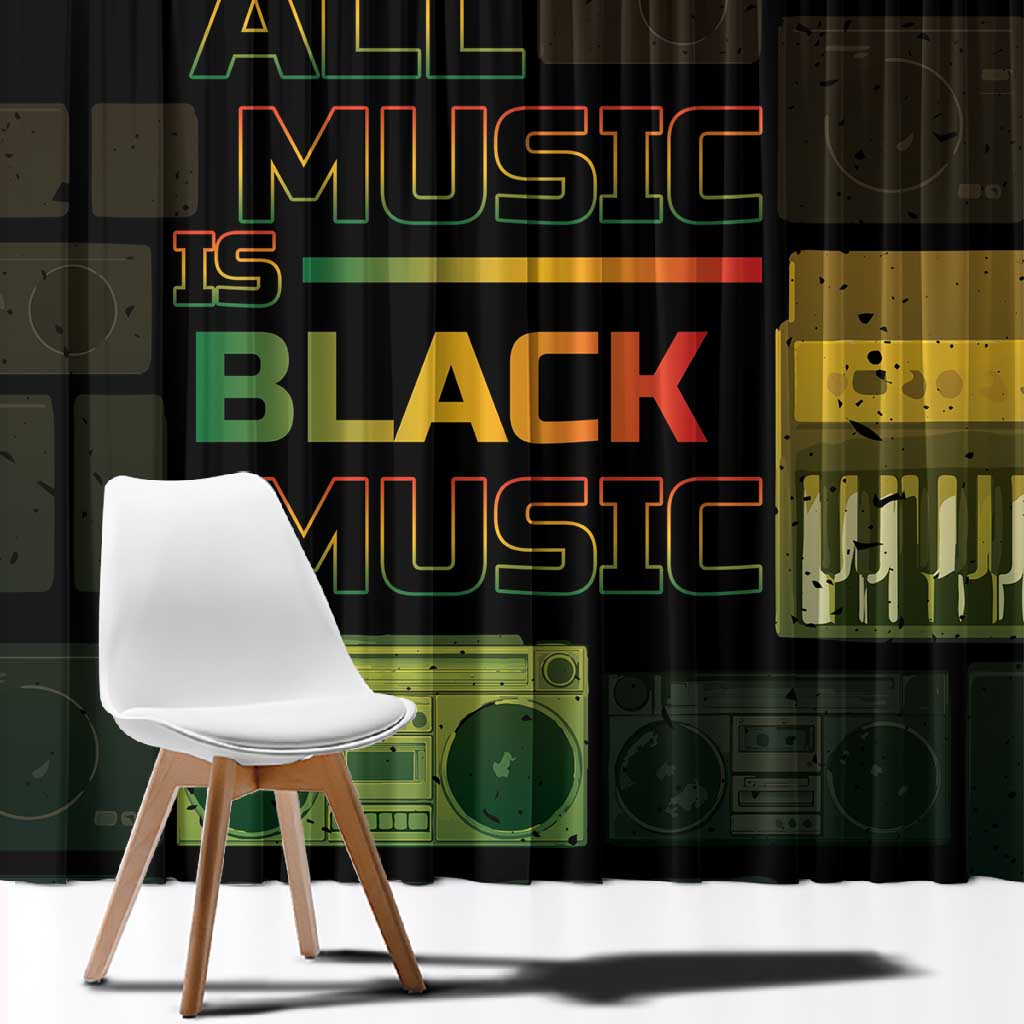 Black Music Month Window Curtain All Music Is Black Music - African Pride