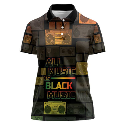 Black Music Month Women Polo Shirt All Music Is Black Music - African Pride