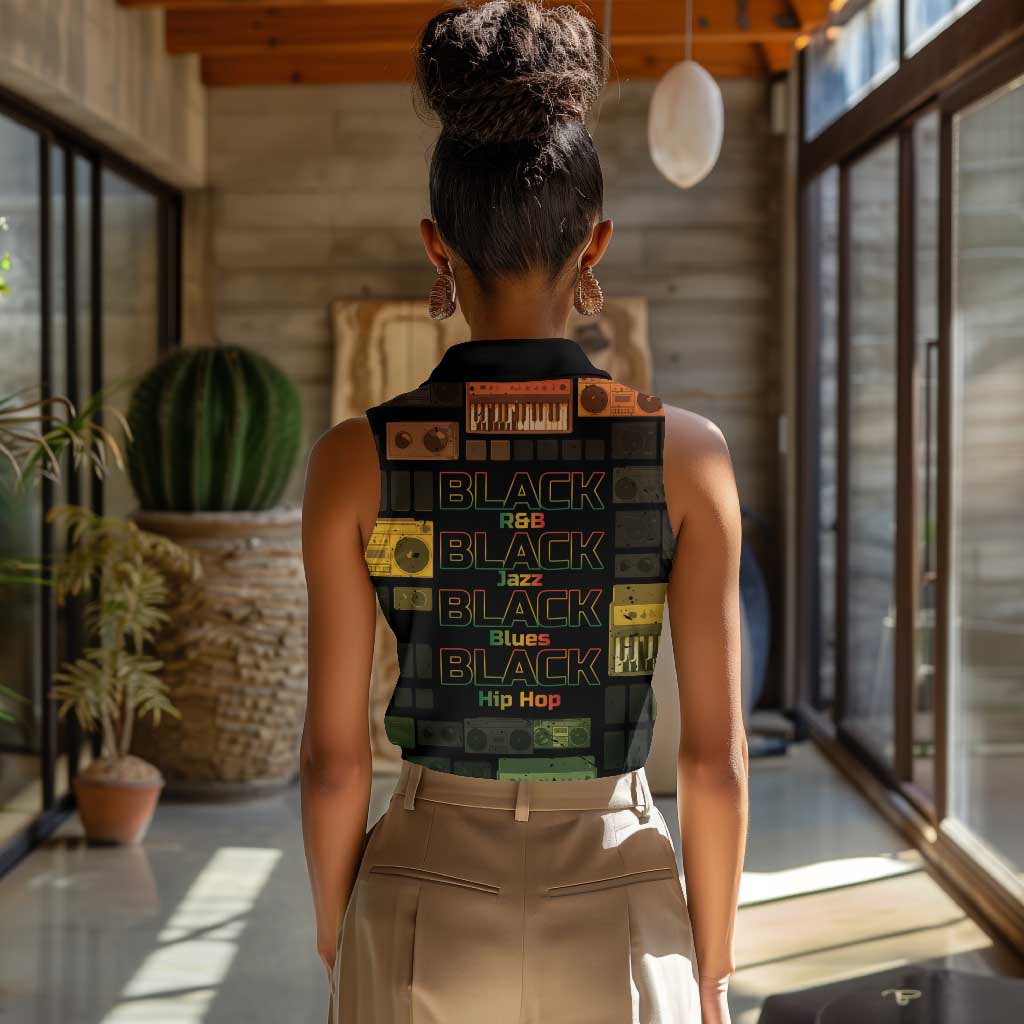 Black Music Month Women Sleeveless Polo Shirt All Music Is Black Music - African Pride