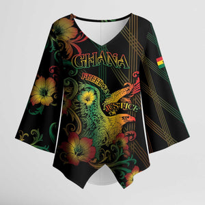Personalized Ghana Kimono Sleeve Blouse Eagle Of Freedom And Justice