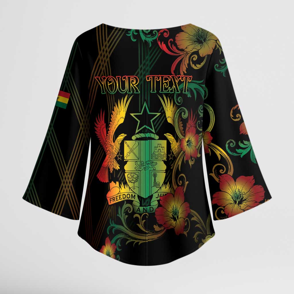 Personalized Ghana Kimono Sleeve Blouse Eagle Of Freedom And Justice