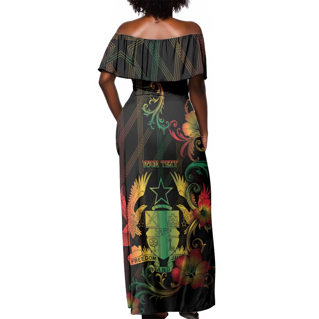 Personalized Ghana Off Shoulder Maxi Dress Eagle Of Freedom And Justice