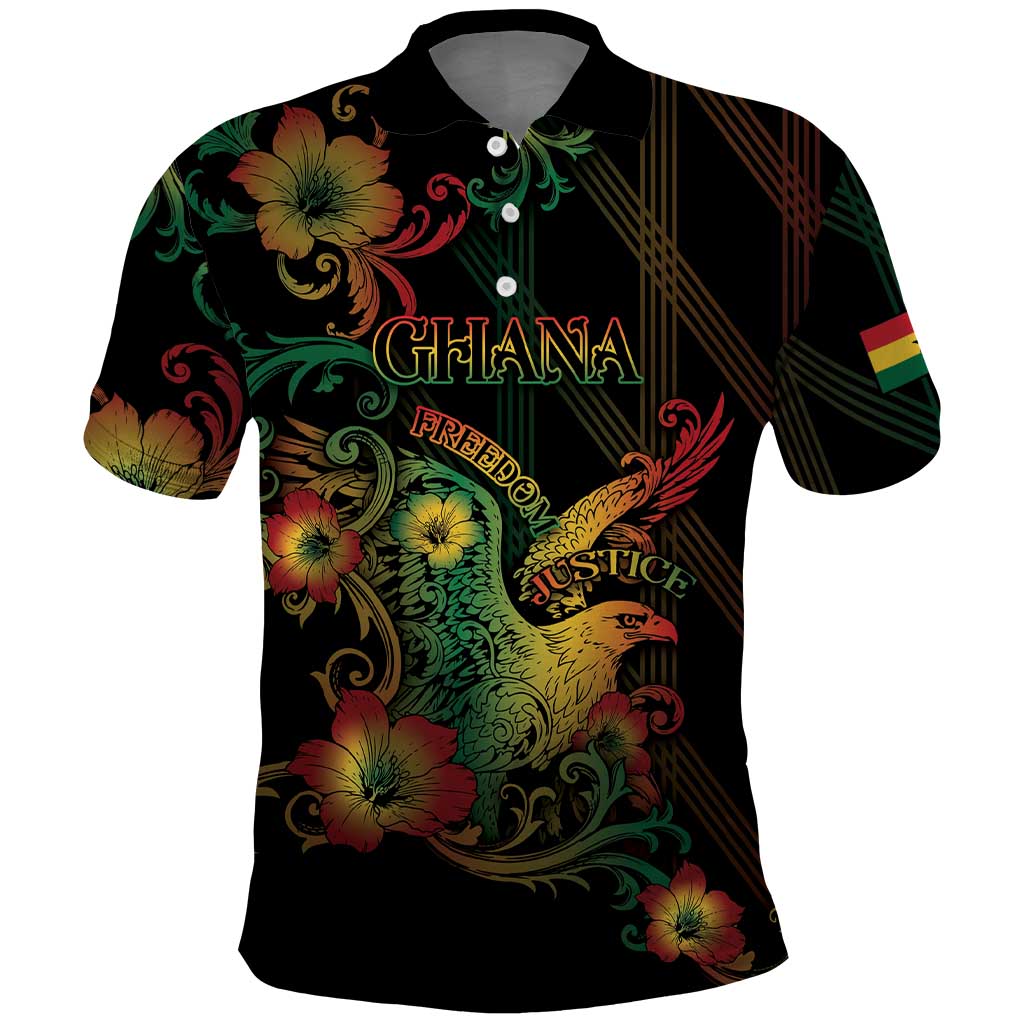 Personalized Ghana Polo Shirt Eagle Of Freedom And Justice