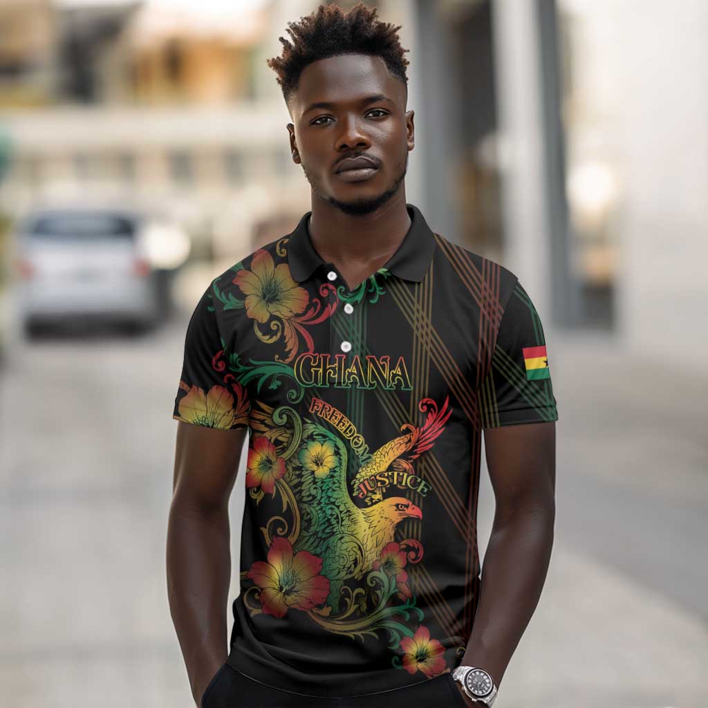 Personalized Ghana Polo Shirt Eagle Of Freedom And Justice