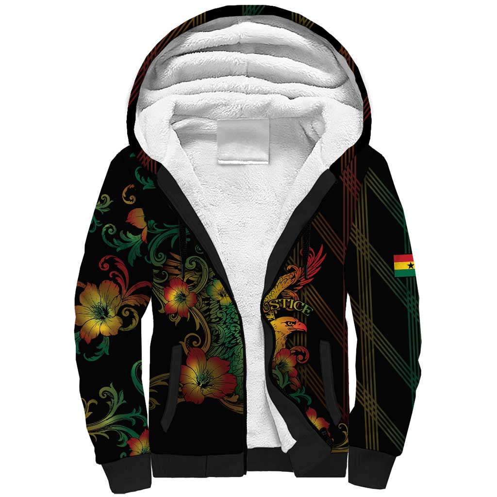 Personalized Ghana Sherpa Hoodie Eagle Of Freedom And Justice