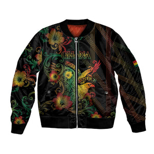 Personalized Ghana Sleeve Zip Bomber Jacket Eagle Of Freedom And Justice