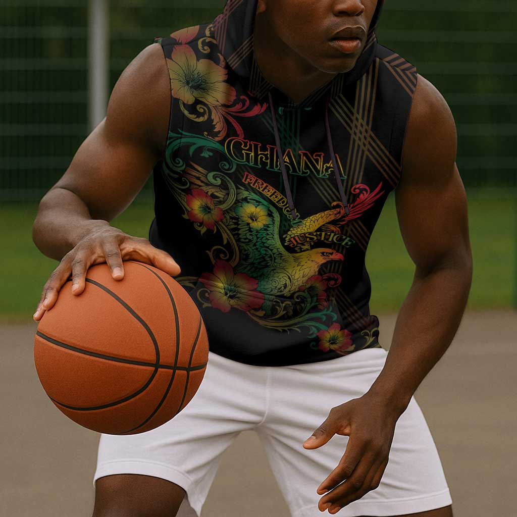 Personalized Ghana Sleeveless Hoodie Eagle Of Freedom And Justice