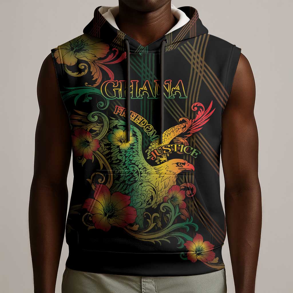 Personalized Ghana Sleeveless Hoodie Eagle Of Freedom And Justice