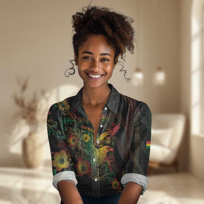 Personalized Ghana Women Casual Shirt Eagle Of Freedom And Justice