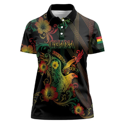 Personalized Ghana Women Polo Shirt Eagle Of Freedom And Justice