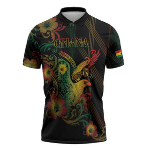 Personalized Ghana Zipper Polo Shirt Eagle Of Freedom And Justice