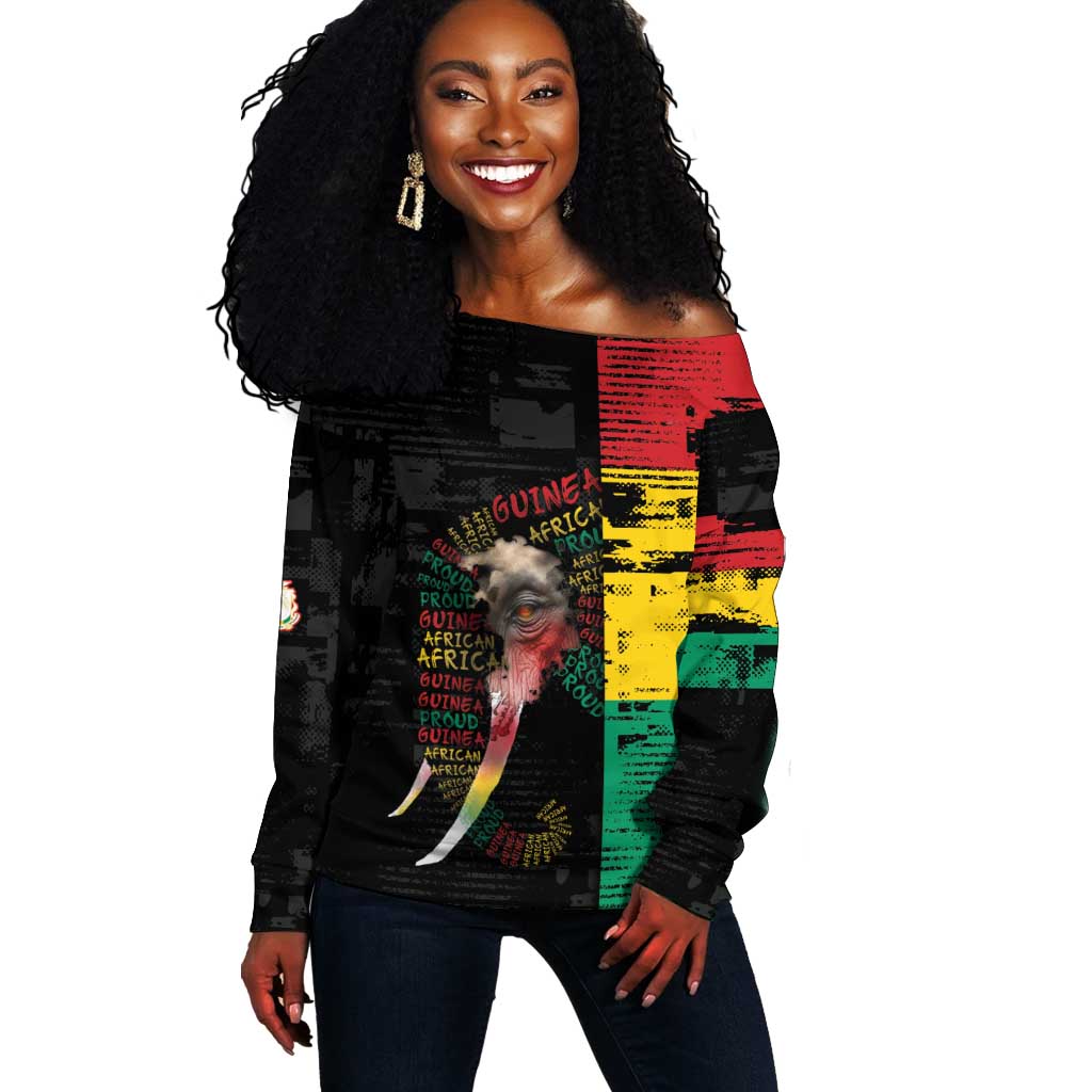 Personalized Guinea Off Shoulder Sweater Elephant Soul African