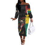 Personalized Guinea Off The Shoulder Long Sleeve Dress Elephant Soul African